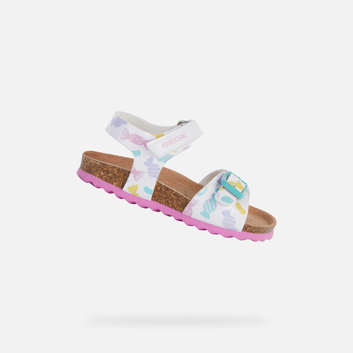 Sandales ouvertes SANDAL CHALKI PETITE FILLE Blanc/Multicolore | GEOX