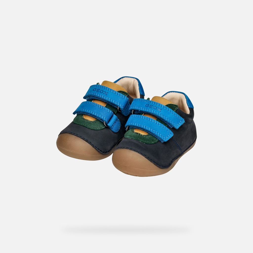 Sapatos de velcro TUTIM BABY Azul marinho/Multicor - image number 7 | GEOX