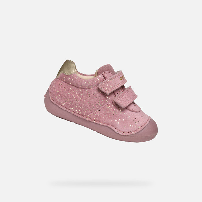 Sneakers à scratch TUTIM BÉBÉ FILLE Rose/Platine | GEOX