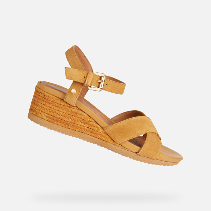 Wedge sandals ISCHIA CORDA WOMAN Mustard | GEOX