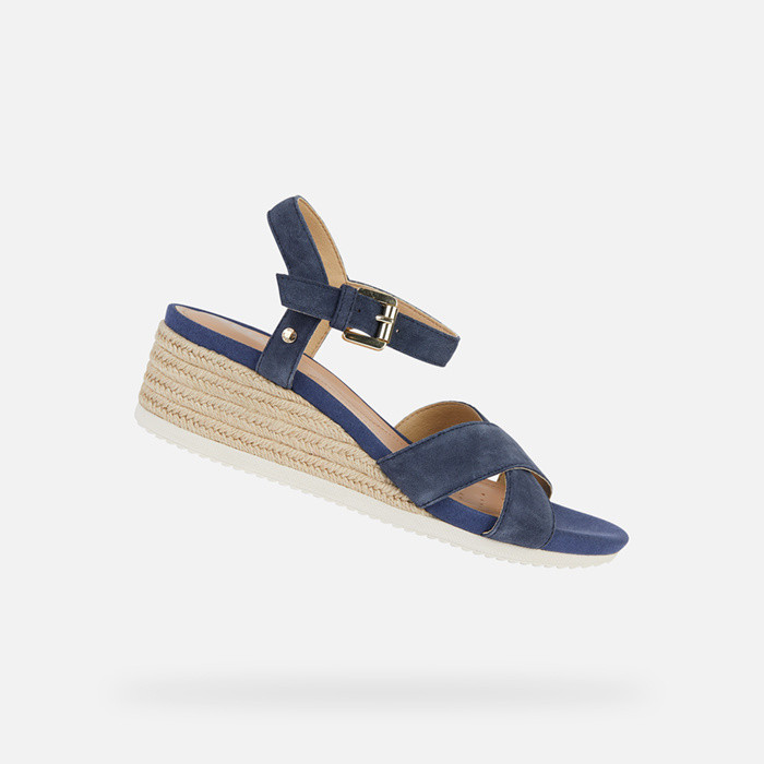Sandalen mit keilabsatz ISCHIA CORDA DAME Marineblau | GEOX
