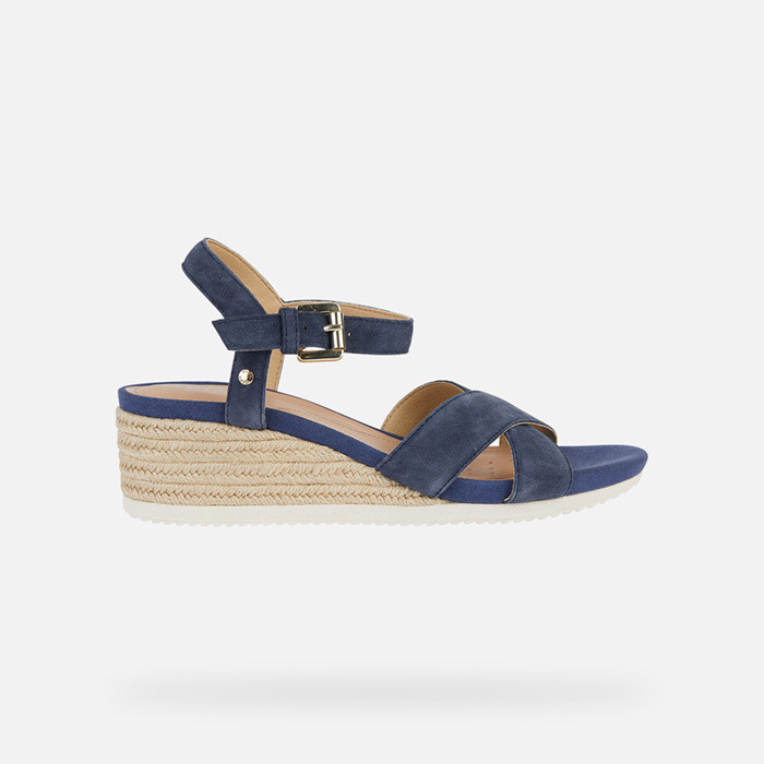 Sandales compensées ISCHIA CORDA FEMME Bleu marine | GEOX