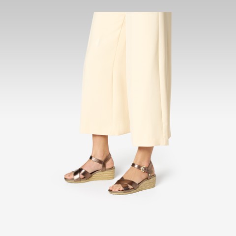 Wedge sandals ISCHIA CORDA WOMAN Dark Beige - image number 1 | GEOX