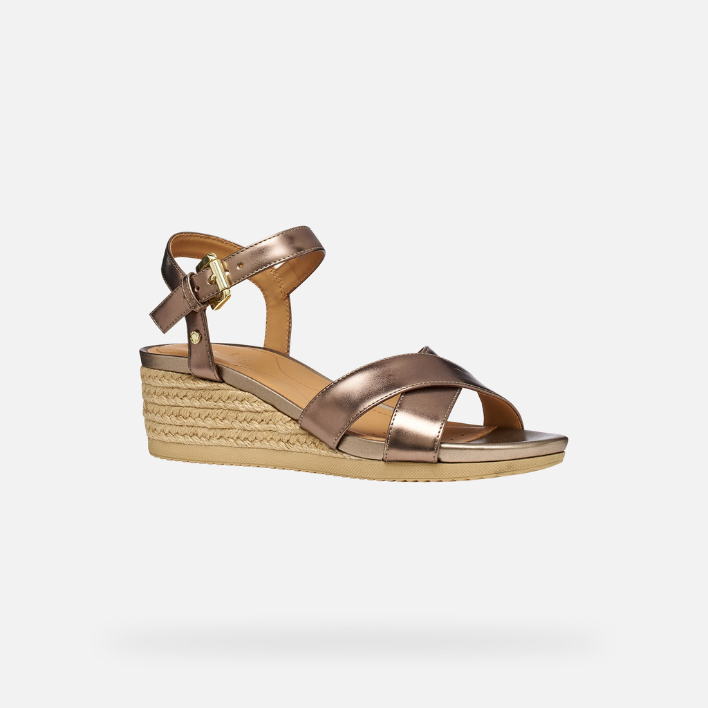 Wedge sandals ISCHIA CORDA WOMAN Dark Beige - image number 2 | GEOX