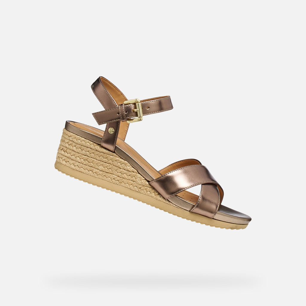 Wedge sandals ISCHIA CORDA WOMAN Dark Beige - image number 0 | GEOX