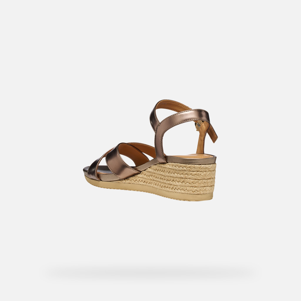 Wedge sandals ISCHIA CORDA WOMAN Dark Beige - image number 3 | GEOX