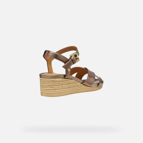 Wedge sandals ISCHIA CORDA WOMAN Dark Beige - image number 4 | GEOX