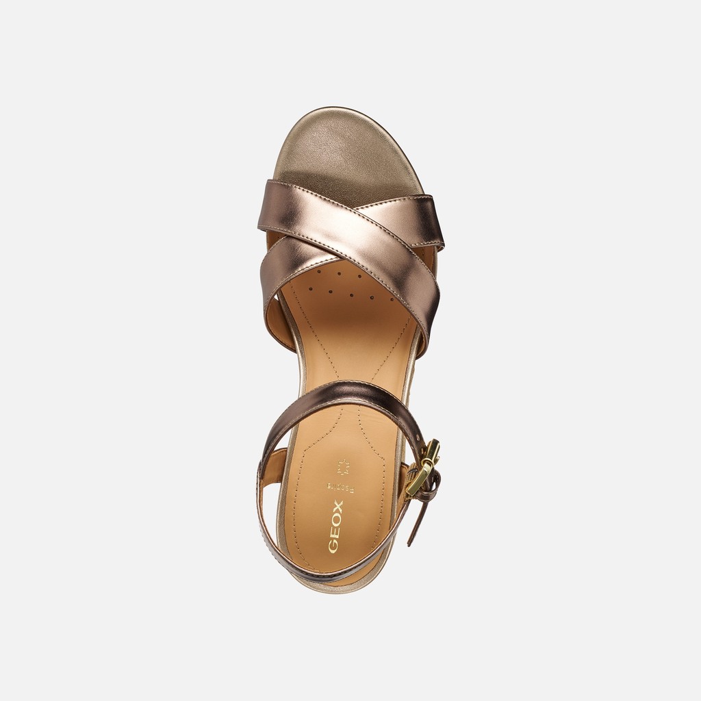 Wedge sandals ISCHIA CORDA WOMAN Dark Beige - image number 5 | GEOX