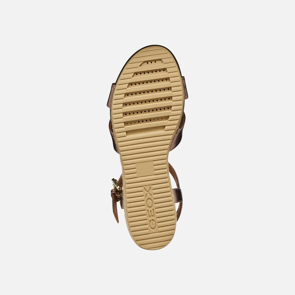 Wedge sandals ISCHIA CORDA WOMAN Dark Beige - image number 6 | GEOX