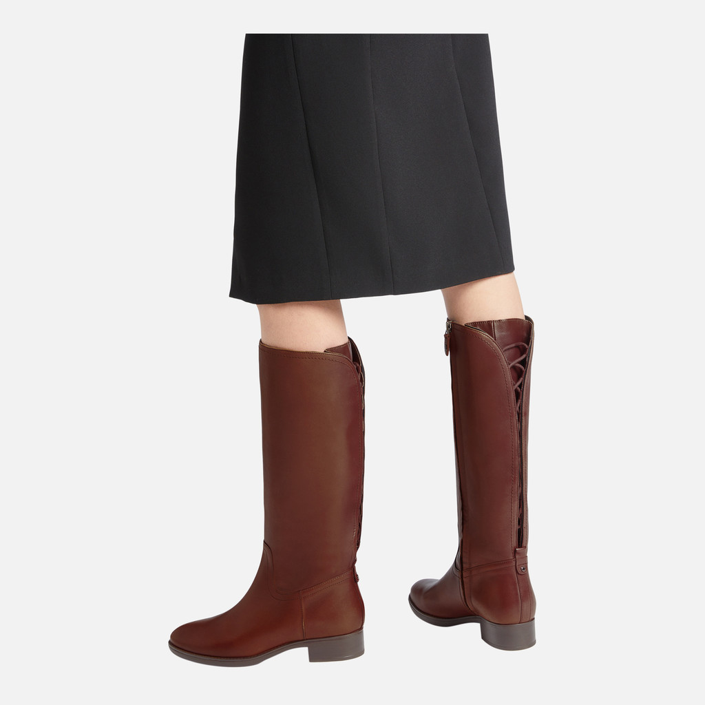 Leather boots FELICITY WOMAN Brown - image number 1 | GEOX