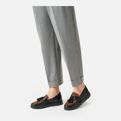 Mocassins léopard ARLARA FEMME Noir/Cognac - image number 1 | GEOX