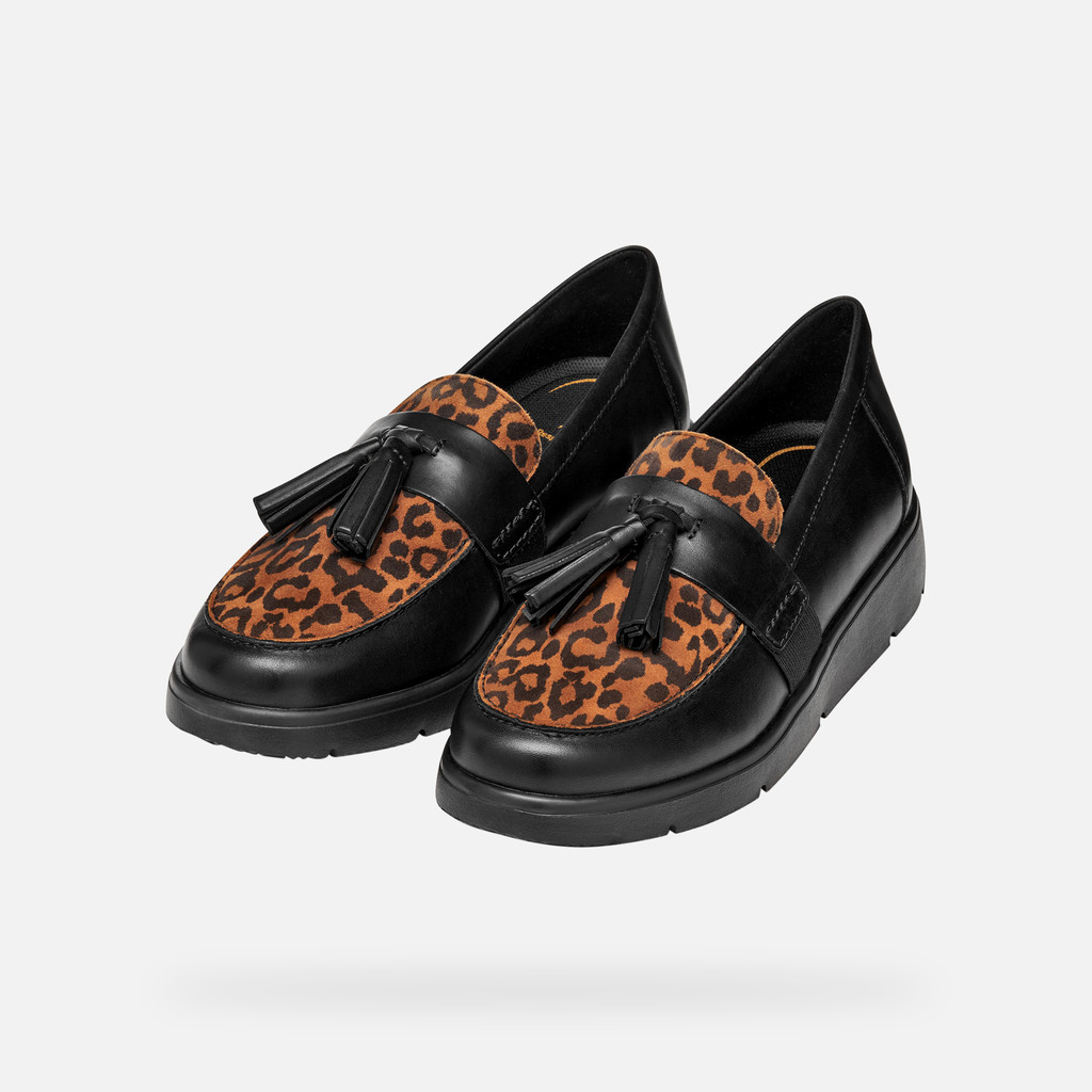 Mocassins léopard ARLARA FEMME Noir/Cognac - image number 8 | GEOX