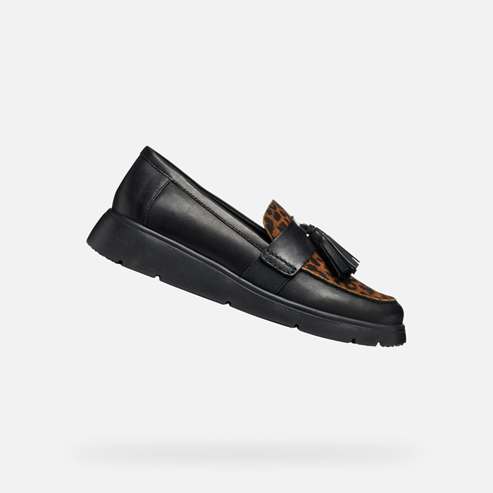 Leather loafers ARLARA WOMAN Black/Cognac | GEOX