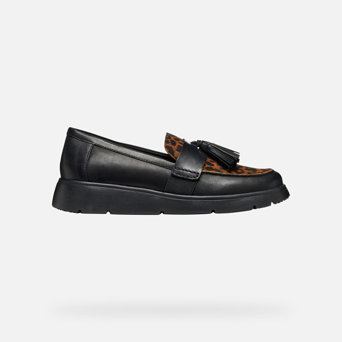 Leather loafers ARLARA WOMAN Black/Cognac | GEOX