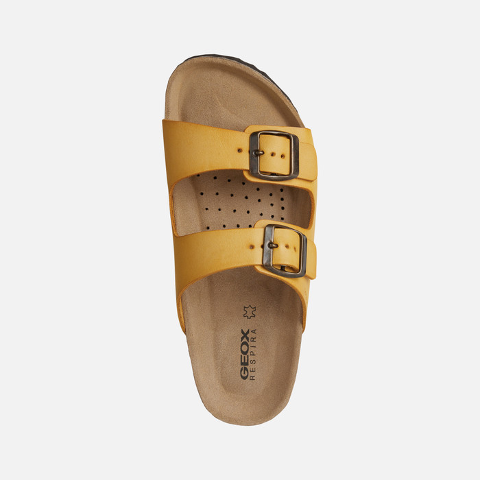 Dark yellow sandals hot sale