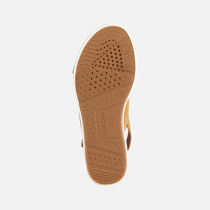 Geox® LAUDARA: Mustard Platform Sandals for Women | Geox ® SS23