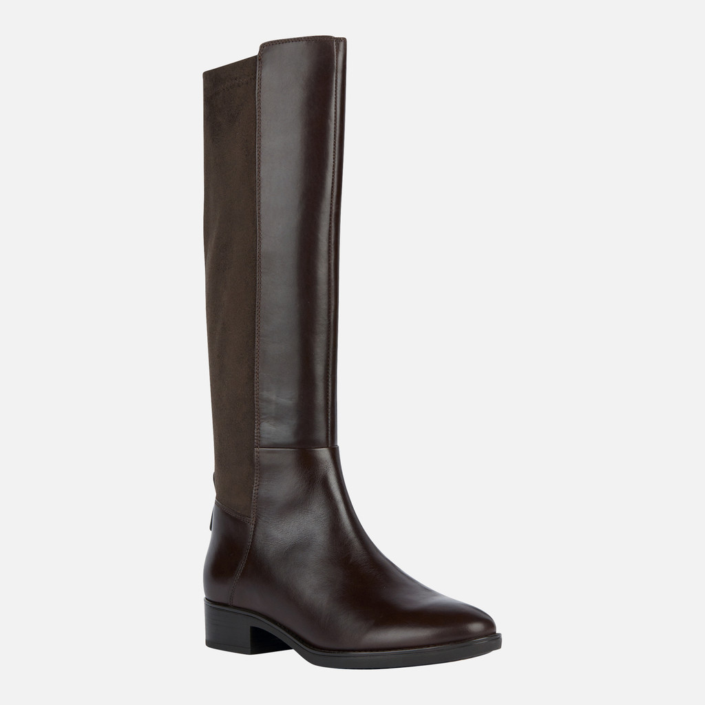 Geox® FELICITY: Leather Boots coffee Woman | Geox®