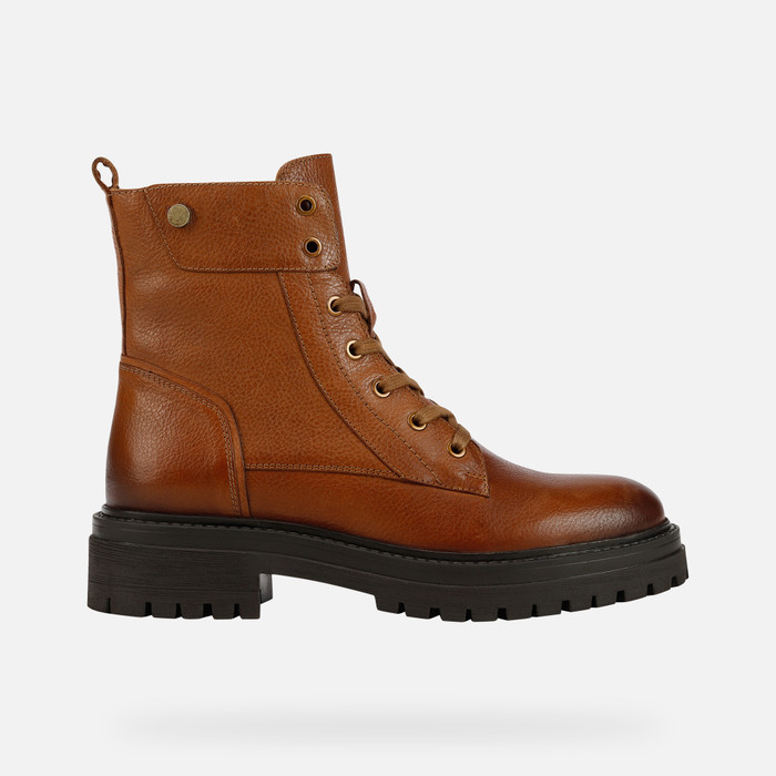 Geox® IRIDEA: Women's Cognac Combat Boots | Geox® Official