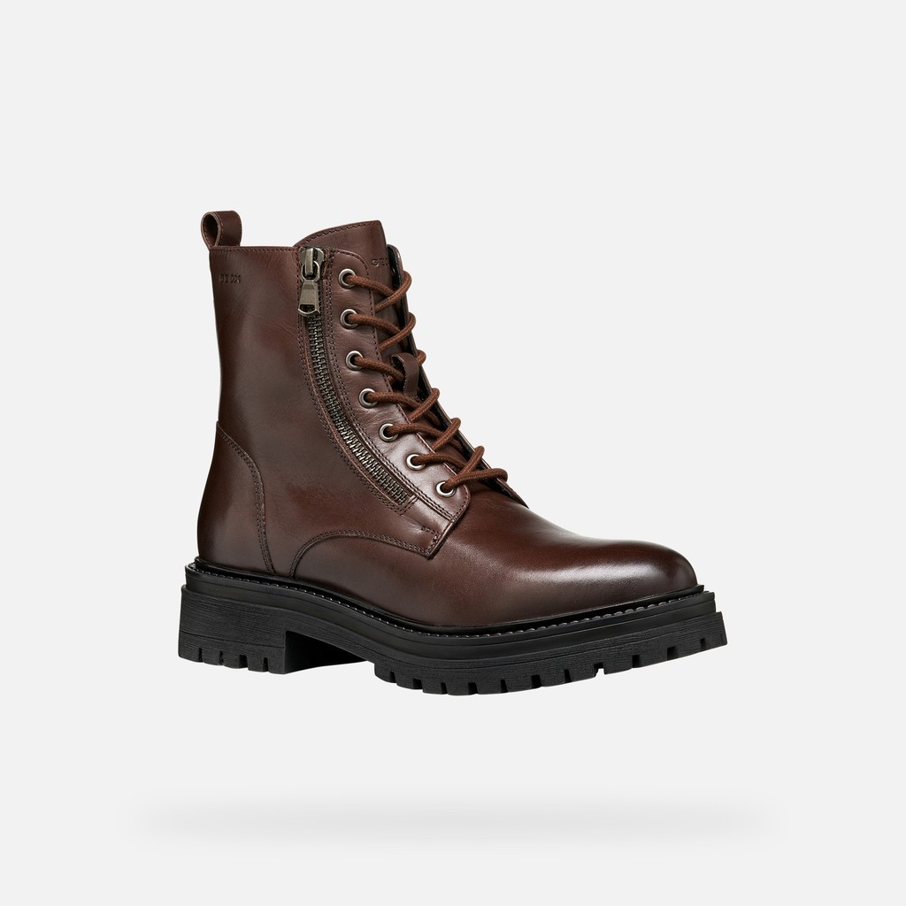 Ankle boots with laces IRIDEA WOMAN Mahogany - image number 3 | GEOX