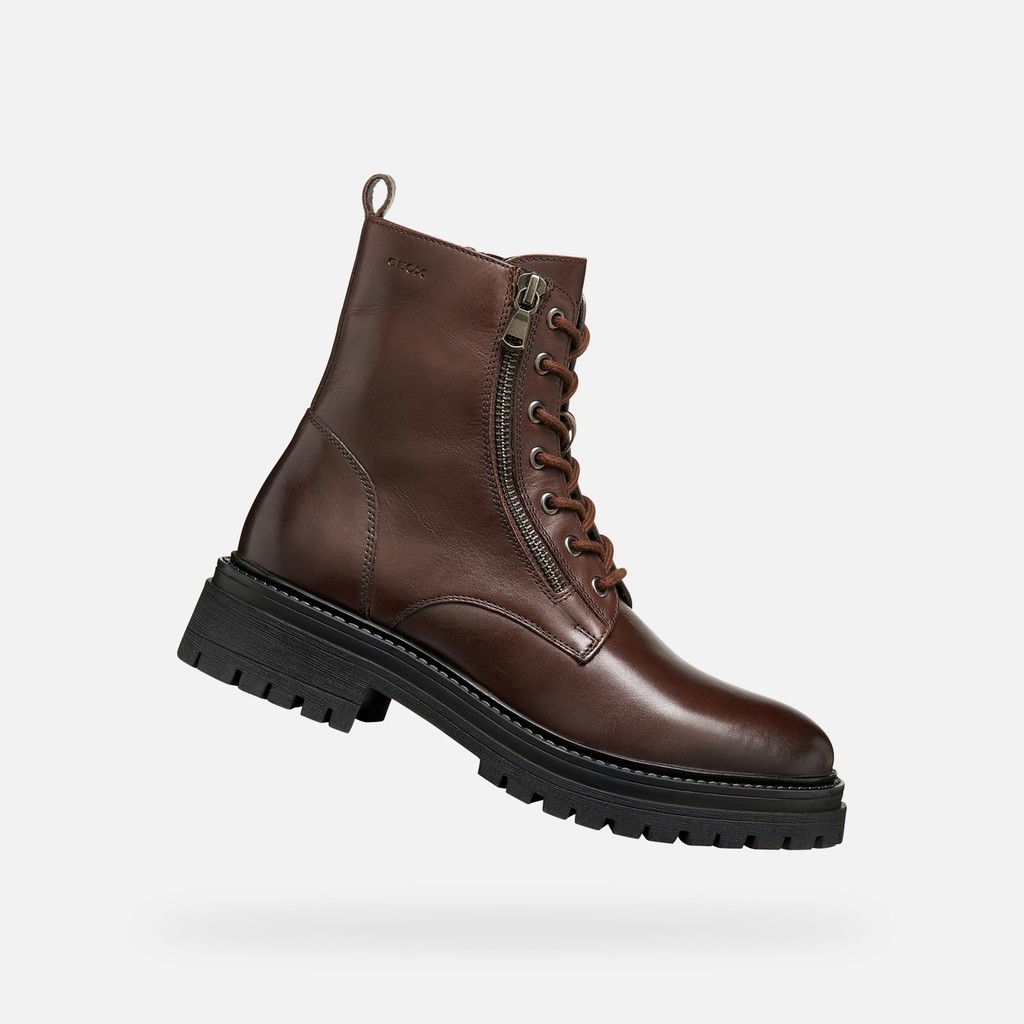 Ankle boots with laces IRIDEA WOMAN Mahogany - image number 0 | GEOX