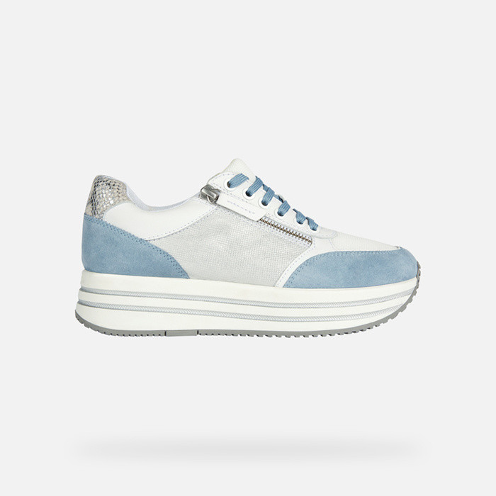 Sneakers platform KENCY DONNA Bianco/Azzurro chiaro | GEOX