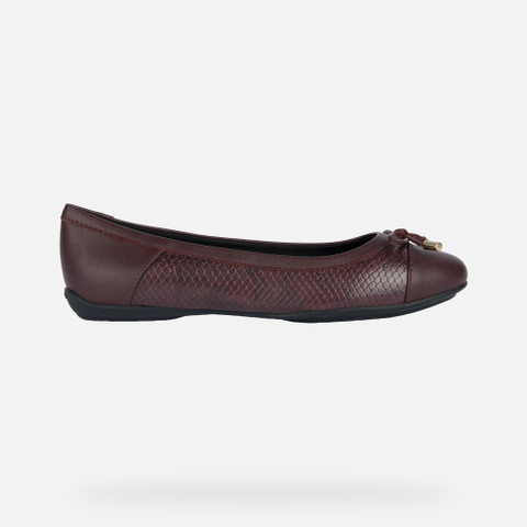 leather ballerina flats CHARLENE WOMAN Wine - image number 1 | GEOX