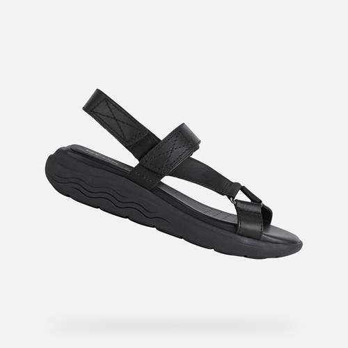 Chaussures Sandales Sandales à plateforme Geox Respira Sandales \u00e0 plateforme noir-blanc cass\u00e9 style d\u00e9contract\u00e9 