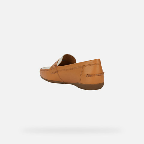 leather loafers ANNYTAH MOC WOMAN Camel/Light sand - image number 3 | GEOX