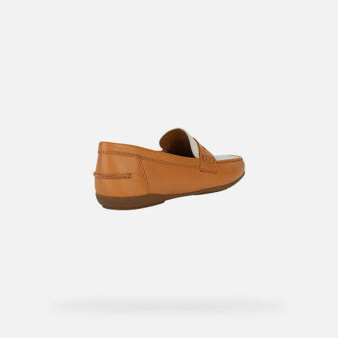 leather loafers ANNYTAH MOC WOMAN Camel/Light sand - image number 4 | GEOX