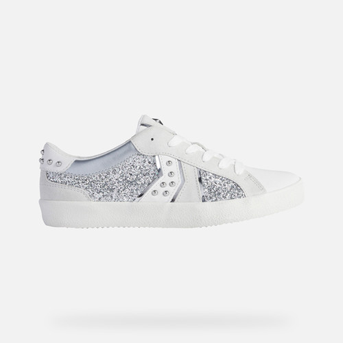 Sneakers WARLEY WOMAN Silver/Off White | GEOX