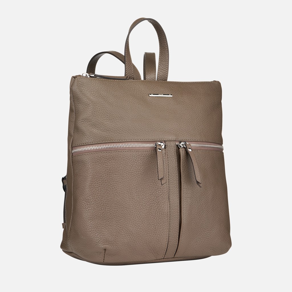 Leren rugzak IRENIE DAMES Taupe - image number 2 | GEOX
