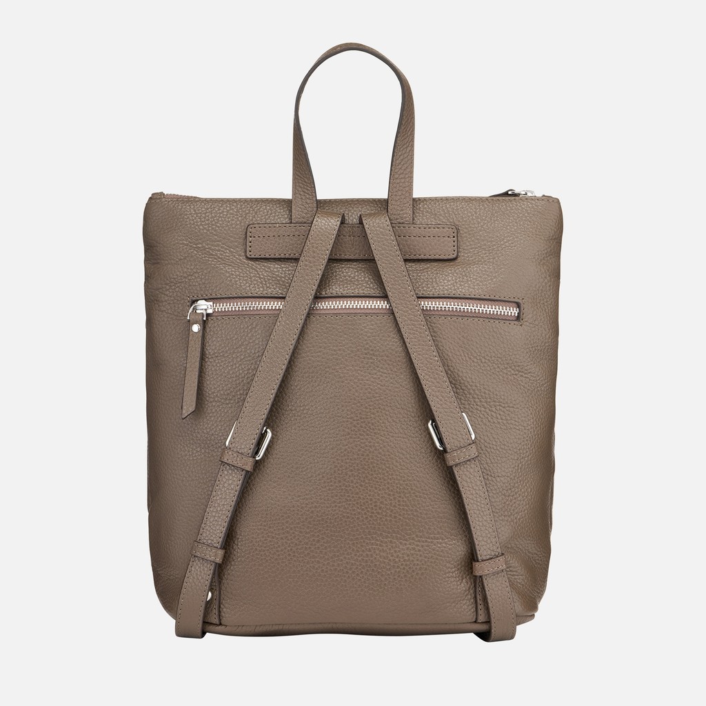 Leren rugzak IRENIE DAMES Taupe - image number 3 | GEOX