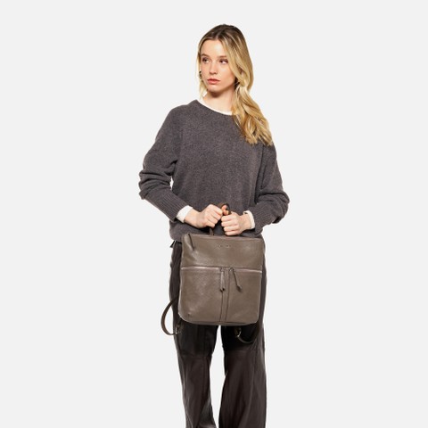 Leren rugzak IRENIE DAMES Taupe - image number 6 | GEOX