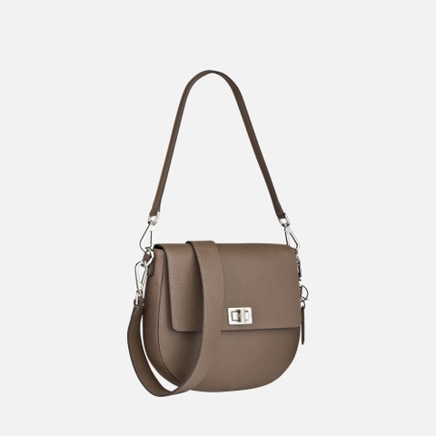 Borsa in pelle a tracolla FLAVIE DONNA Taupe - image number 3 | GEOX