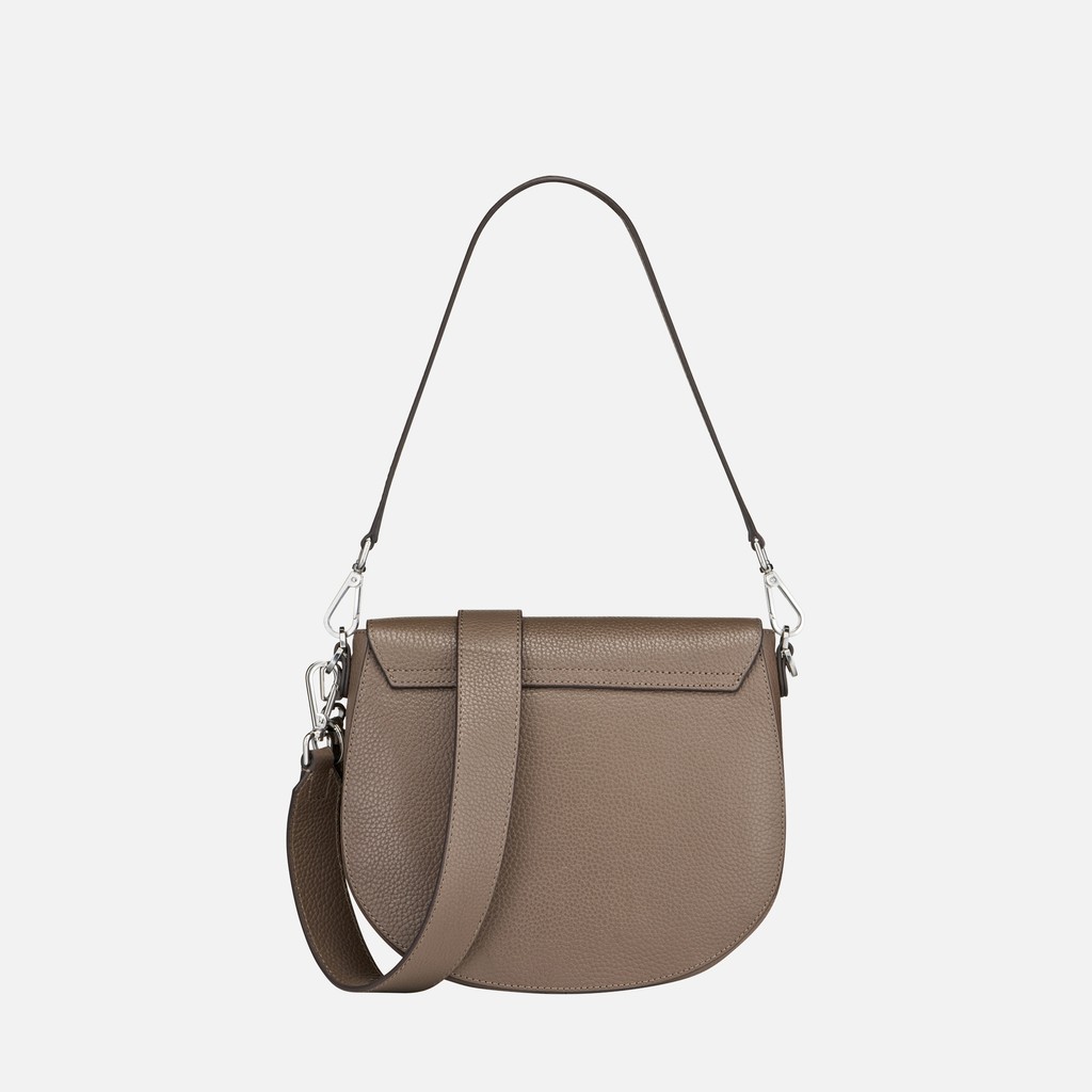 Borsa in pelle a tracolla FLAVIE DONNA Taupe - image number 4 | GEOX