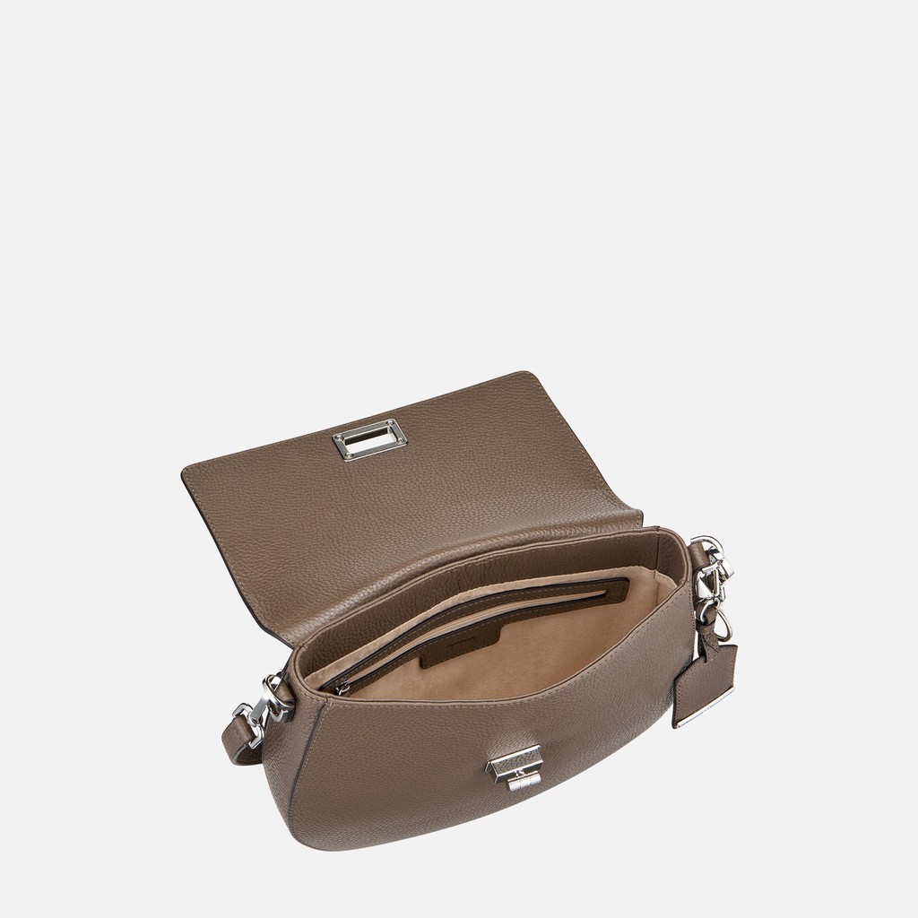Borsa in pelle a tracolla FLAVIE DONNA Taupe - image number 5 | GEOX