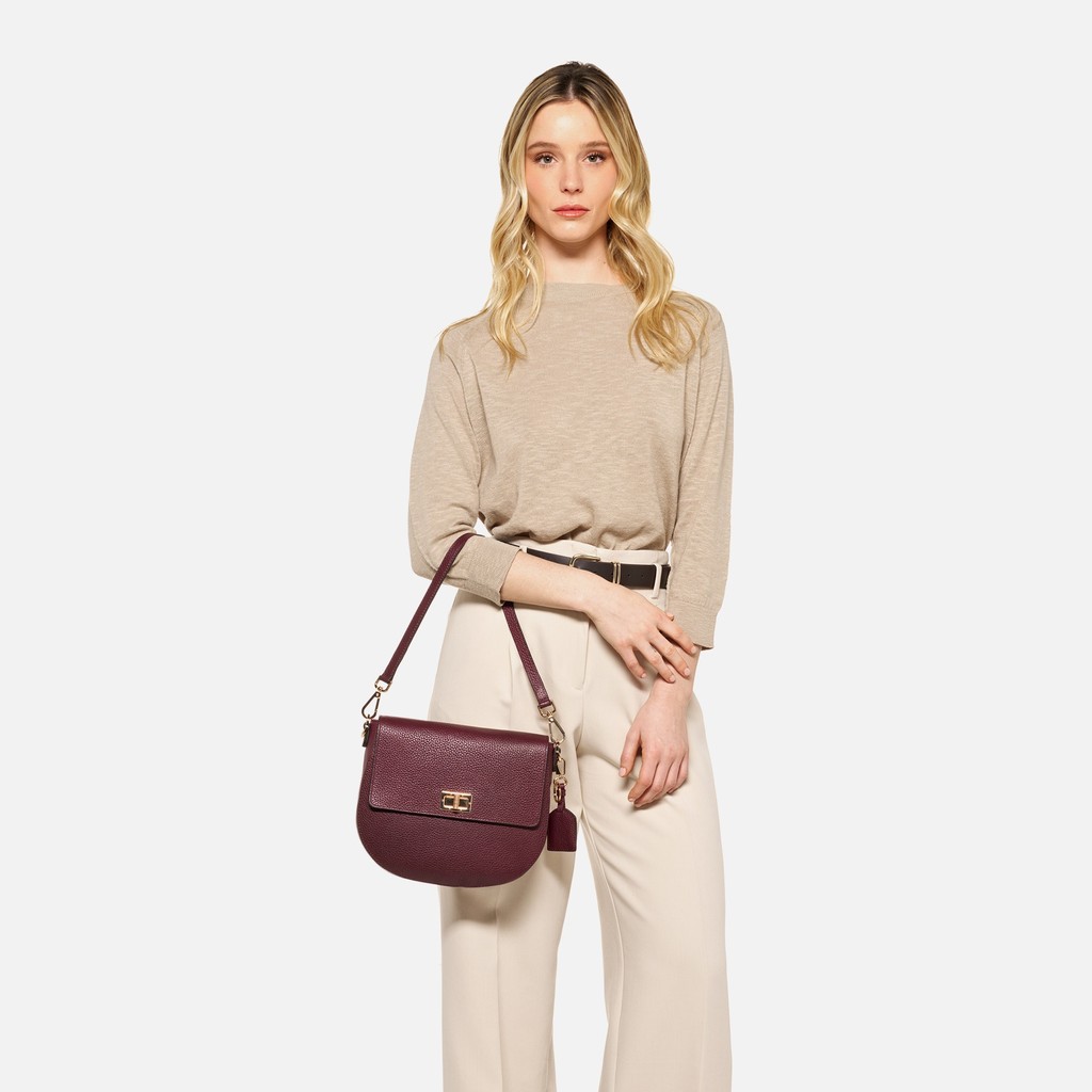 Leder Umh&auml;ngetasche FLAVIE DAME Weinrot - image number 8 | GEOX