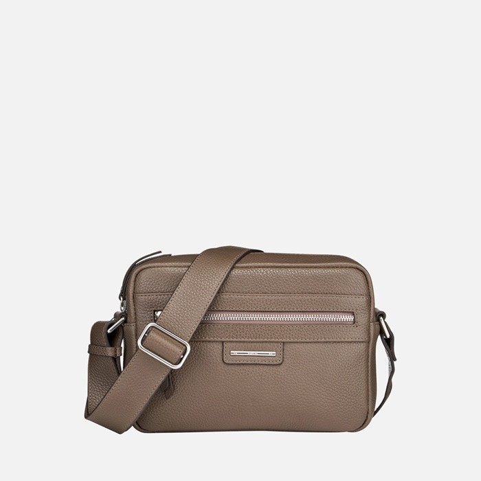 Leder Umh&auml;ngetasche BLANDINE DAME Taupe | GEOX