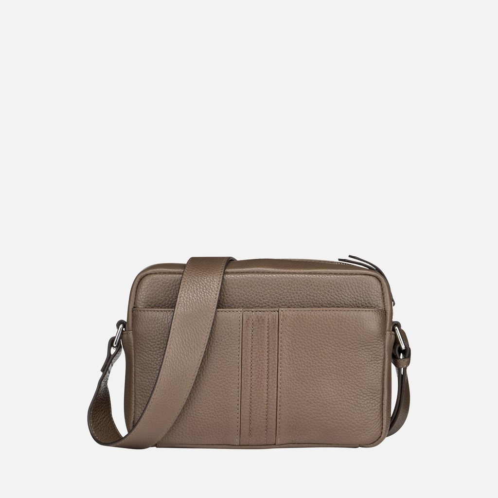 Leder Umh&auml;ngetasche BLANDINE DAME Taupe - image number 3 | GEOX