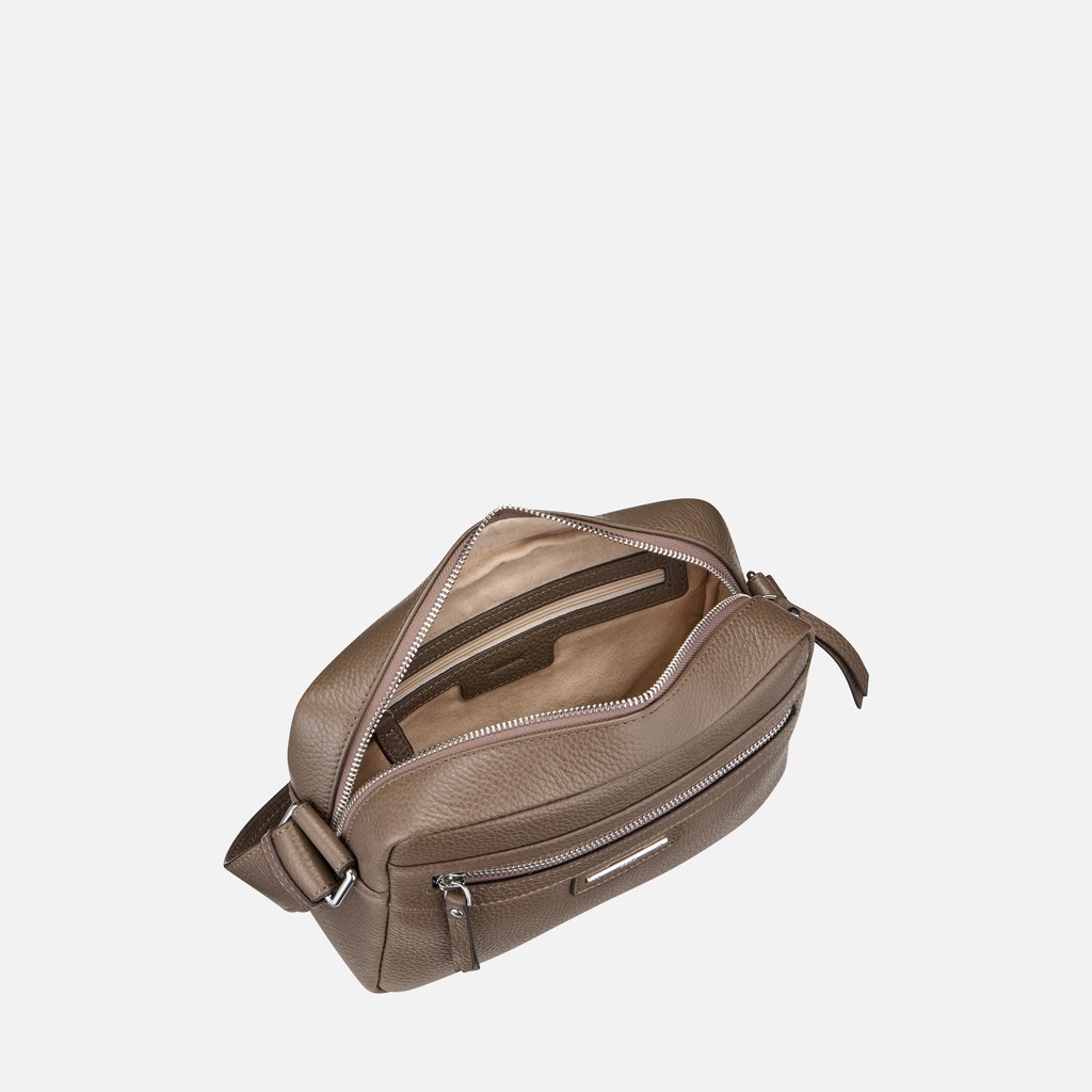 Leder Umh&auml;ngetasche BLANDINE DAME Taupe - image number 4 | GEOX