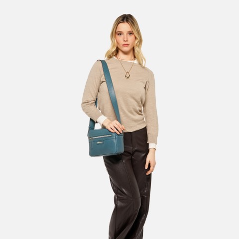Leder Umh&auml;ngetasche BLANDINE DAME Petrol | GEOX