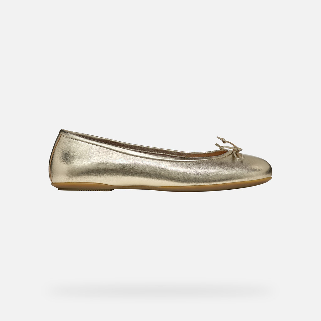 Geox® PALMARIA: Women's gold Patent Leather Ballerina Flats | Geox®