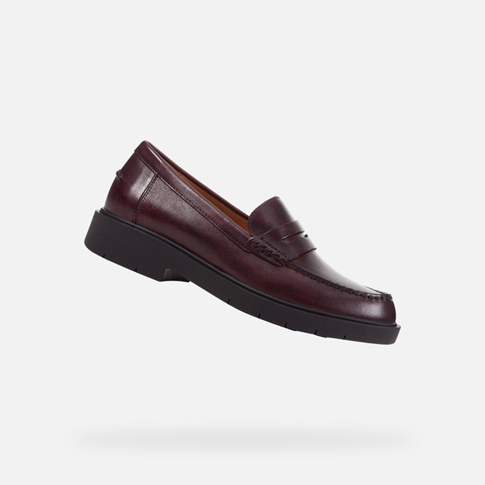 Mocassins en cuir SPHERICA EC1 FEMME Bordeaux foncé | GEOX