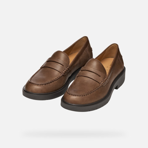 Leather loafers SPHERICA EC1 WOMAN Dark Brown - image number 8 | GEOX