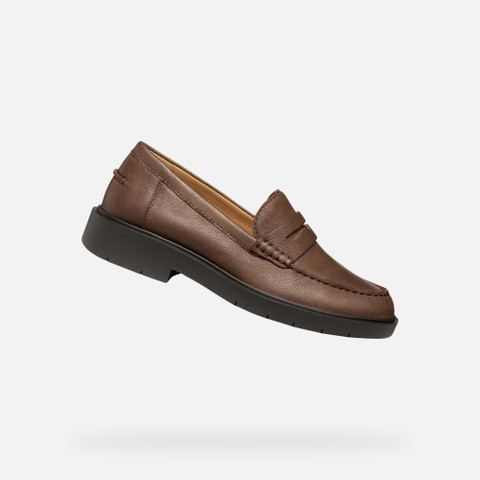 Leather loafers SPHERICA EC1 WOMAN Dark Brown - image number 0 | GEOX