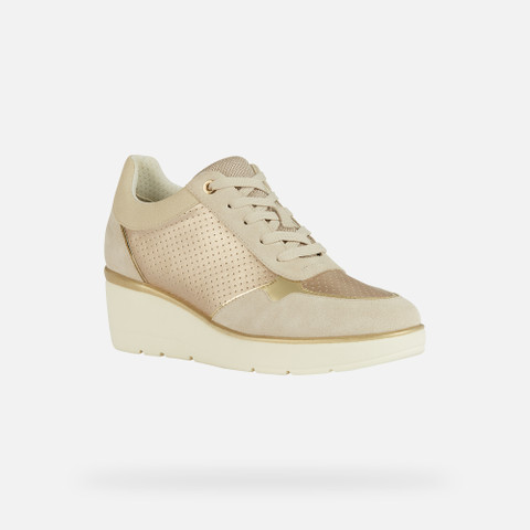 Wedge Sneakers ILDE WOMAN Champagne/Light sand - image number 2 | GEOX