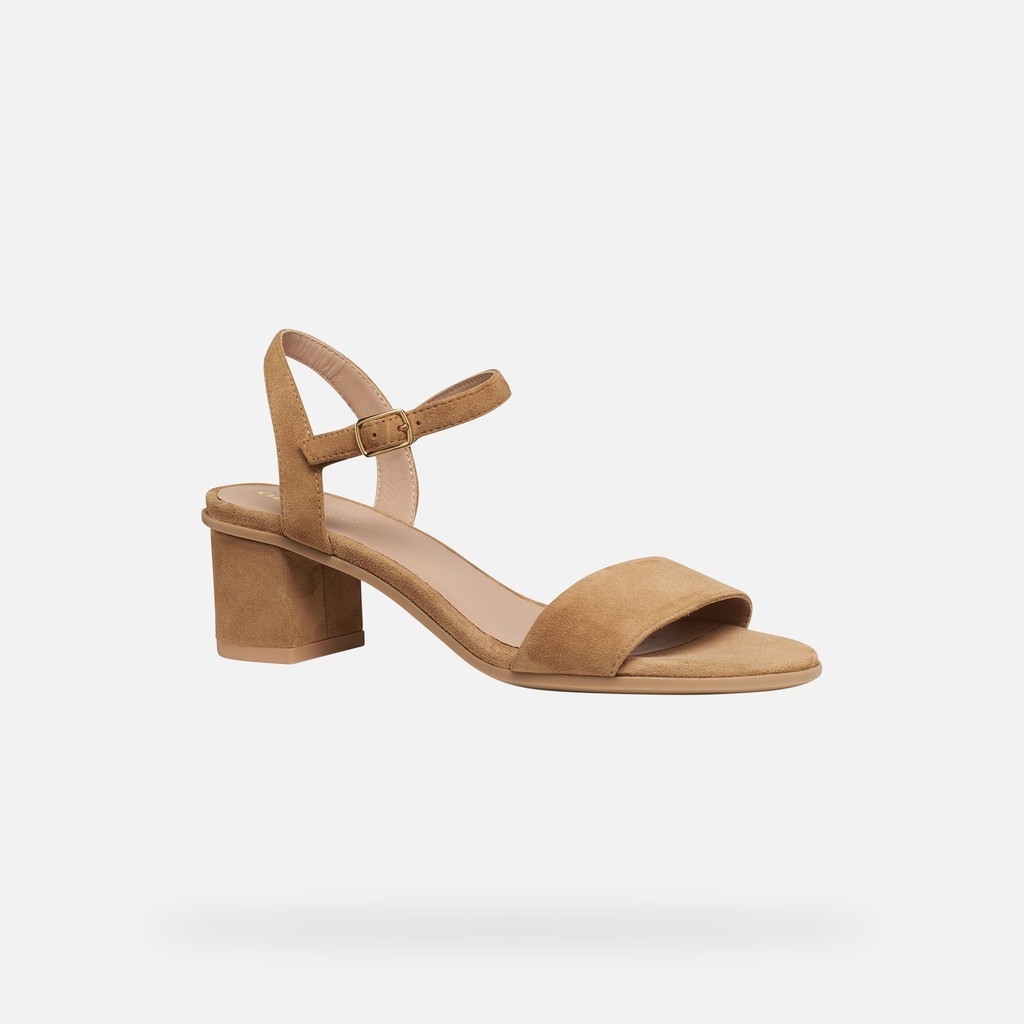Medium-heeled sandals AURELY 50 WOMAN Cognac - image number 2 | GEOX