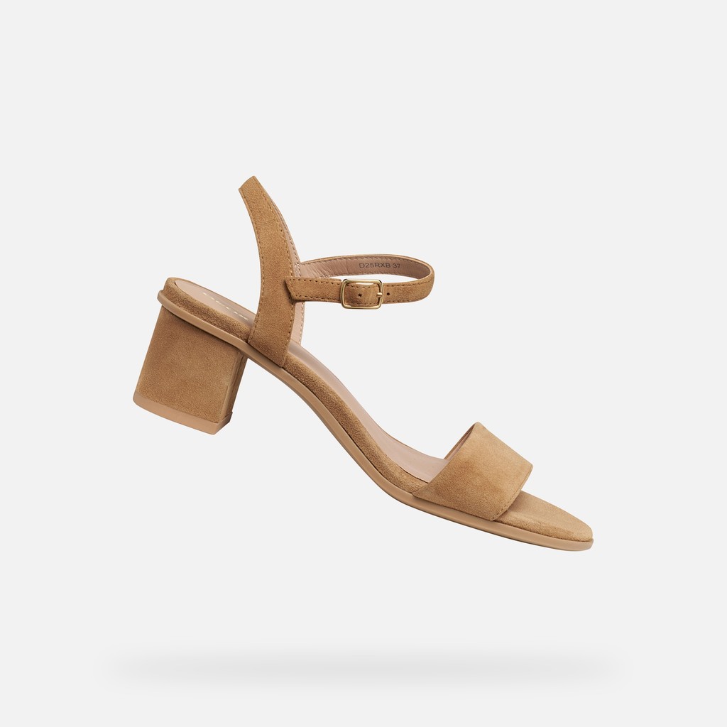 Medium-heeled sandals AURELY 50 WOMAN Cognac - image number 0 | GEOX