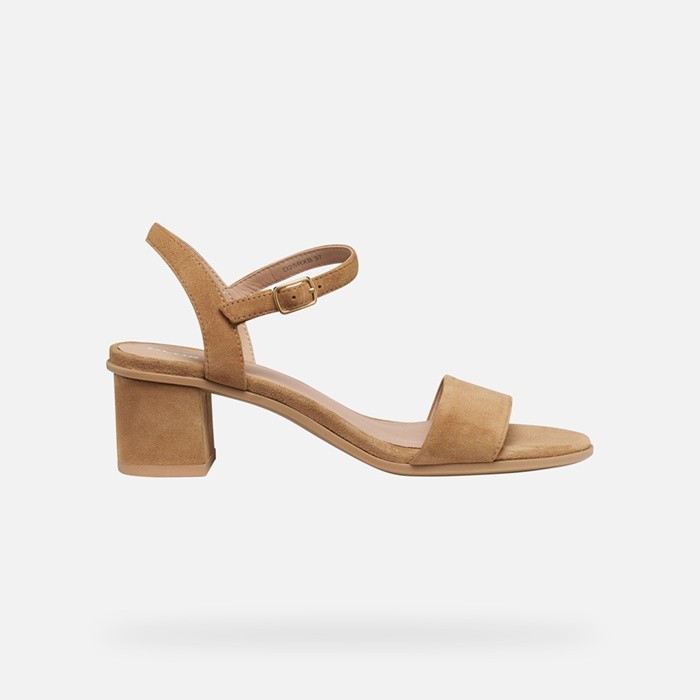 Medium-heeled sandals AURELY 50 WOMAN Cognac | GEOX