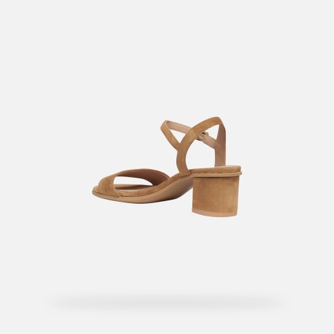 Medium-heeled sandals AURELY 50 WOMAN Cognac - image number 3 | GEOX